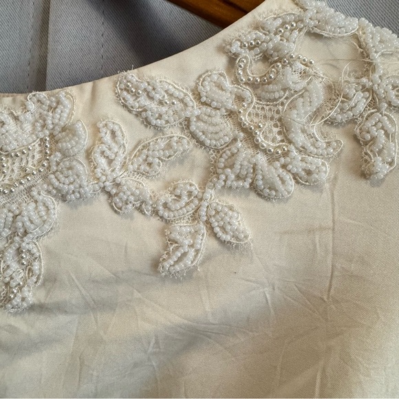 Vintage Handmade Cream Beaded Dress Button Back XS Wedding 50s - 60a Rare Read - Picture 5 of 16